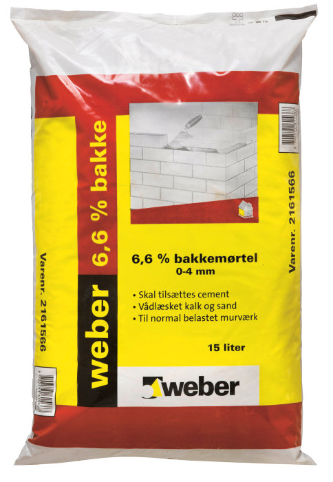 Weber bakkemørtel 6,6% - 15 liter